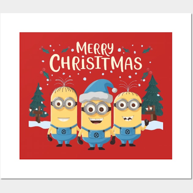 minions wishing merry chirstmas Wall Art by Ayesha